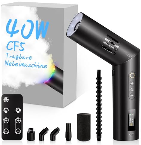 COLBOR Macchina del Fumo Ricaricabile da 40W con Telecomando, CF5 Mini Macchina per Nebbia Portatile con Ventilatore RGB per Fotografia, Feste al chiuso e all'aperto, Halloween, Cosplay