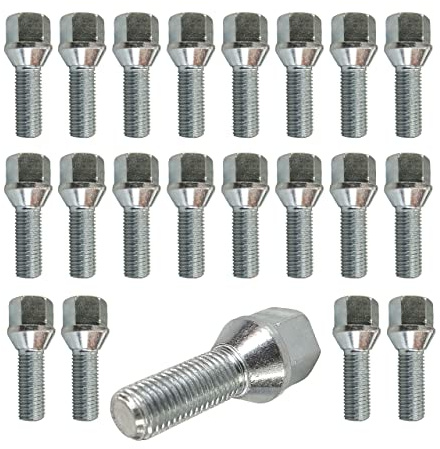Tracer Hjulbultar M14 x 1,5 x 28 mm Set med 20 Koniska Bultar SW17 för BMW Audi VW