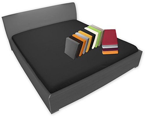 Nurtextil24 Bettlaken 20 Farben und 4 Größen 100% Baumwolle ohne Gummizug dicht gewebt Schwarz 200 x 200 cm