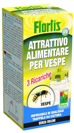 Flortis liquido trappola per vespe 3 ricariche da 15 ml, attrattivo alimentare vespa ecologico, liquido da diluire in 200-300ml di acqua,per catturare api senza uso di veleno,efficace 2-4 settimane