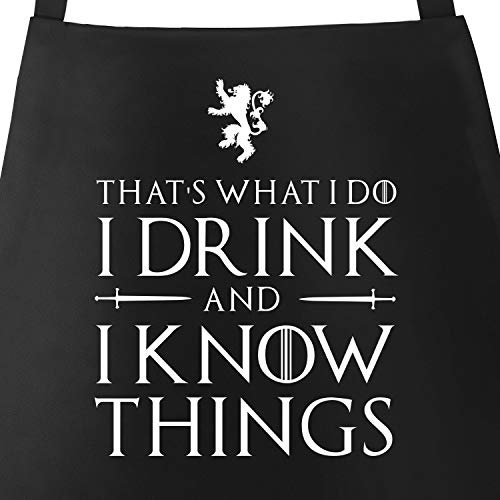 MoonWorks Grill-Schürze für Männer mit Spruch - I drink and I know things Küchen-Schürze schwarz unisize