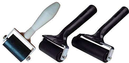 Rubber Brayer Roller, 3PCS Rubber Roller Brayer Glue Roller 3 Sizes Soft Drum Paint Brush Ink Applicator for Printmaking, Ink Paint Block Stamping Brayers, Stamping Gluing Application