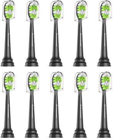 Aoremon 10 Stück Aufsteckbürsten für Philips Sonicare DiamondClean Schwarz