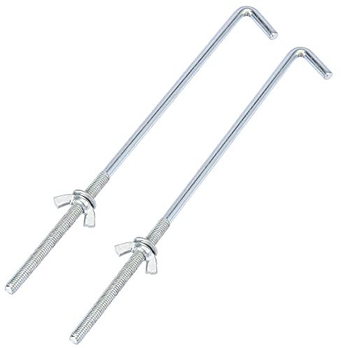 X AUTOHAUX Pair 21cm x 0.6cm Car Battery Hook Clamp Bolt Silver Tone