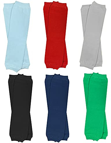 juDanzy 6 Pairs of Solid Baby, Toddler and Child Leg Warmers (Blue, Red, Gray, Black, Navy Green, One Size)