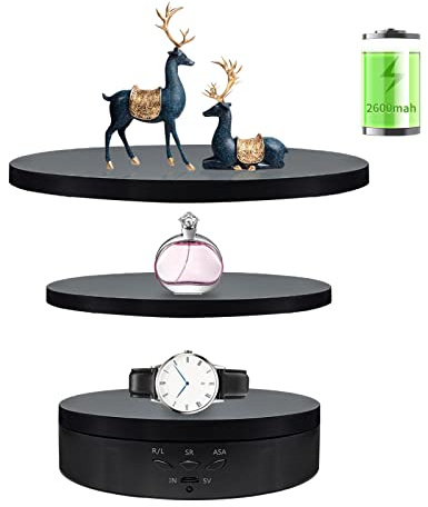 ZLMONDEE 3 IN 1 Motorized Rotating Display Stand, 5.74/7.08/8.66 inch Replacement Cover, 22Lbs Max Load, Black, Epoxy Material