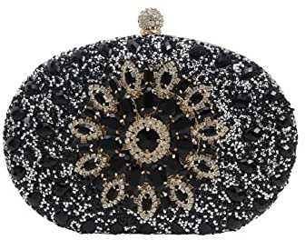 CORIOS Sac de Soirée Femme Sac en Strass à la Main Diamond Embrayage Sacs à Main D'épaule de Mariée Sacs Fourre-Tout Pochette Portefeuille pour Ceremonie Mariage Fête Cocktail Noir