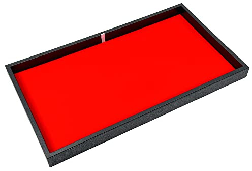 N N’icePackaging – 1 Qty – Red Velvet Deluxe Display Pad with Black Plastic Tray – For Sales/Display/Showcase/Travel/Vendors/Tradeshows – 14 3/4” x 8 1/4” x 1”