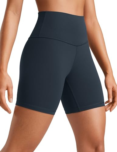 CRZ YOGA ButterLuxe Biker Shorts 6 - High Waisted Workout Running Volleyball Spandex Yoga Womens True Navy Large