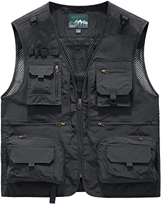 Btmpmcs Men's Multi Pocket Fishing Vest Outdoor Quick Dry Waistcoats Safari Hunting Hiking Gilet Breathable Photography Top Sleeveless Jacket Outerwear