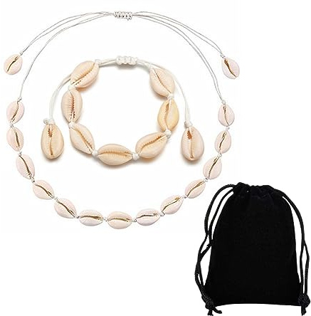 LICHUANUK Collana Donna Bracciale Collana Conchiglie Regolabile con Bracciale Conchiglia per Gioielli da Spiaggia da Donna