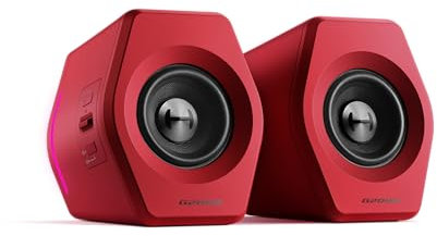 HECATE G2000 Gaming Bluetooth Speakers for Desktop/PC, 2.75″ Drivers, 32W RMS, 12 RGB Effects, USB Sound Card, 3.5mm AUX Inputs, Red