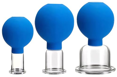 Glass Cupping Set,3Pcs Glass Silicone Cupping Cups,3 Size Massage Vacuum Suction Cupping Cups for Body Face Leg Arm Back Shoulder Muscle and Joint Pain