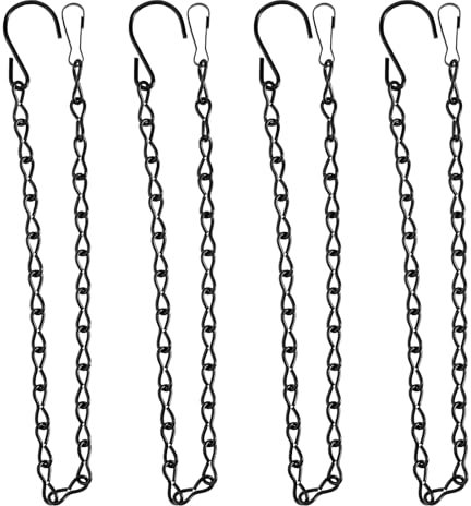 4 Stück Blumenampel Ketten mit Haken, 50cm Hängekorbketten Blumentopfkette Schwarz Metallkette Gartenpflanzenbügel für Vogelhaus Vogelfutterhaus Wildvogelfutter Laternen Billboard Windspiele