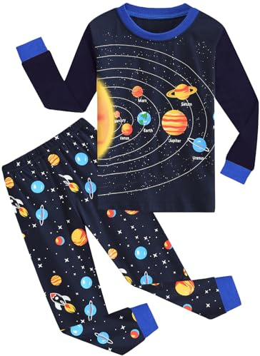 Little Hand Toddler Boys Planet Solar System Pyjamas Sets Kids Long Sleeve Pjs Cotton Sleepwear Nightwear Boys Clothes Age 4-5 Years