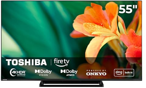 Toshiba Smart Fire TV 55 Pollici Ultra HD 55UF3F63DAR, TV 4K 55 Pollici con Alexa Integrata, Televisore LED Compatibile con Alexa, DVB-T2, Tecnologia LED, Dolby Vision, HDMI 2.1, Dolby Atmos