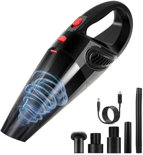 Barley Direct Handstaubsauger, Kabellos Handstaubsauger Akku, 9000PA Mini Autostaubsauger USB Aufladbar Tragbar Leichthandsauger Staubsauger FüR Haus Auto BüRo - Schwarz