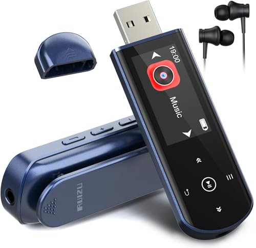 Reproductor MP3 Portátil Bluetooth 5.3, 64 GB, Clip Deportivo, Radio FM, Grabadora de Voz, MP3 Player Digital, Transferencia de Archivos USB, Ideal para Deportes y Running