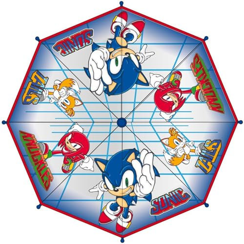 CERDÁ LIFE'S LITTLE MOMENTS Sonic the Hedgehog Regenschirm für Kinder mit dynamischem Design – Windfester Kinderschirm mit sicheren Illustrationen und kindgerechter Handöffnung