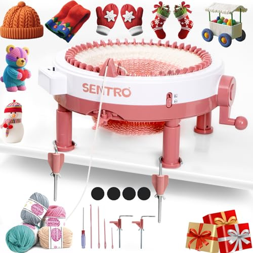 SENTRO Machine à Tricoter 48 Aiguilles avec Pince & Compteur – Modes Tube/Panneau, 4 Niveaux de Densité – Tricotin Circulaire DIY pour Bonnets, Écharpes, Couvertures – Débutants & Experts