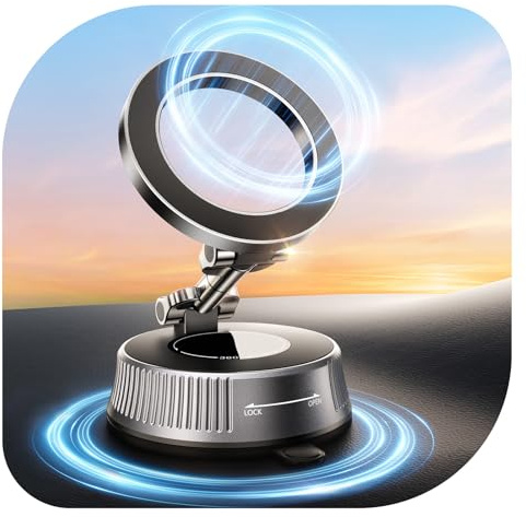 EOIWUY Porta Cellulare Auto Magnetico, Supporto Telefono Auto per Magsafe con Aptico Nano Gel Potenziato, 360° Rotazione Porta Telefono Auto, Pieghevole Reggi Telefono Auto per iPhone & Android