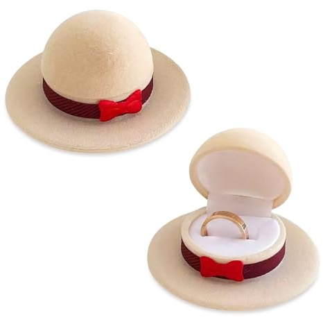 Toyhood Top Hat Style Ring Box, Velvet Engagement Wedding Ring Box, Jewellery Boxs Gifts, for Proposal Wedding Anniversary Valentine's Day