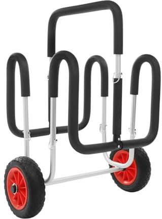 Kajakvagn för SUP och surfbrädor, transportvagn i aluminium med hjul, dubbel paddelbräda släpvagn för enkel transport av 2 stående paddelbrädor
