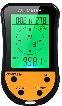 Irfora Altímetro Digital Electrónico Multifunción LCD Retroiluminación Mini Altímetro Barómetro para Escalada Pesca