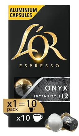 L'OR Cápsulas de Café Onyx | Intensidad 12 | 10 Cápsulas Compatibles Nespresso