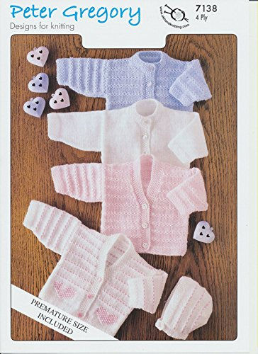 Peter Gregory Gosling & Snow Goose 4 Ply Knitting Pattern - Children's Woollen Cardigans & Bonnet (PG 7138)