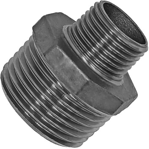 MegaHaustechnik Reduzier Nippel aus V4A Edelstahl mit Außengewinde AG x AG 1 1/2 x 1 Zoll reduziert Gewinde Fitting Trinkwasser Verschraubung Verbinder Reduzierung Stück Rohr Adapter Übergang