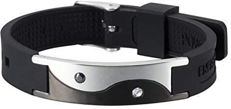 Pro Ionen Magnetarmband Yin Yang Ion Power Magnet Silikonarmband TAO Design Energetix 4you 2372 mit Swarovski Crystal Elements 15-23 cm