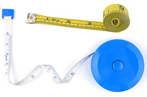 WINTAPE Maßband Körper, Weiches Körpermaßband, Maßband nähen Stoff Tailor Cloth Craft Messung Tape，150cm Blau einziehbares doppelseitiges Maßband (2 PCS)