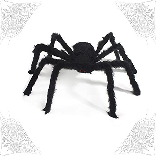 2pcs Ragno di Halloween,90cm+75cm Ragno Peloso Gigante,Decorazione Ragno di Halloween,Ragno Gigante Finto,Ragno Peloso di Halloween,per Halloween Decorazione,decorazione per interni,esterni e cortili