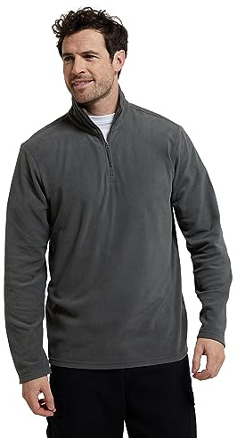 Mountain Warehouse Camber II Mens Half-Zip Fleece - Lightweight & Quick Dry, Breathable Antipill Microfleece - For Spring Summer, Outdoors, Travelling & Hiking Dark Grey L