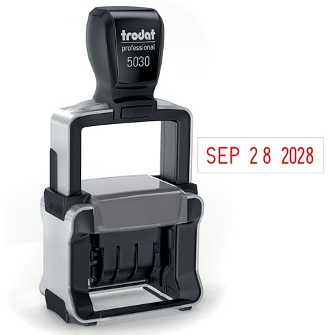 Trodat 5030 Professional 4.0 Date Only Stamp, Self Inking, Impression Size 1-5/8” x 3/8” (Red)