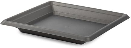 CABLEPELADO Plato Cuadrado para Macetas con Soporte y Bandeja, 25x25 cm, Base de Plástico para Macetas hasta 16 cm, Color Negro