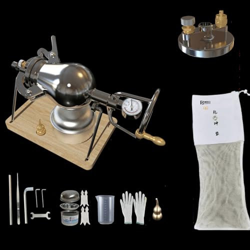 430ml,Macchina per Popcorn Cinese, Macchina per Popcorn in Acciaio Inossidabile 304, con Base in Legno, Macchina per Popcorn con valvola a Doppia Pressione, Popcorn ad Aria Calda per Feste