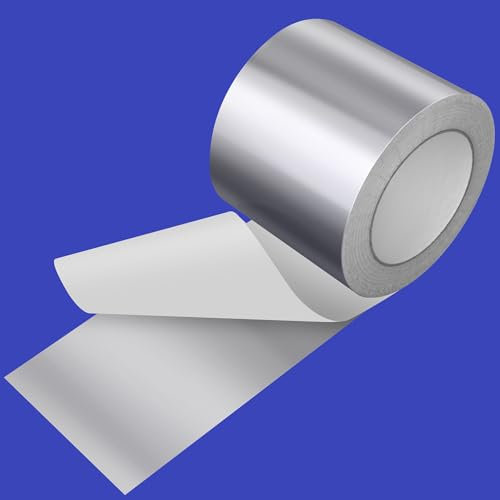 SEIYOGDS Cinta Americana Plata 100 mm x 50 m, Cinta de aluminio Reforzada con Tejido de Fibra de Vidrio para trabajos de fijación, reparación, sellado, etiquetado y renovación