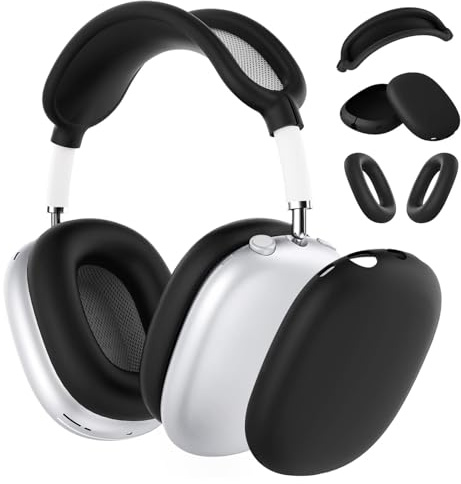 MMOBIEL Custodia in Silicone per AirPods Max Cuffie Custodia in Silicone per Cuscinetti Auricolari, Copri i Padiglioni Auricolari, Copri Fascia – Protezione Morbido Antigraffio - Nero