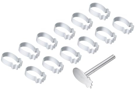 sourcing map 13Pcs Metal Cookie Cutters Set, Aluminum Alloy Cookie Cutter Cookie Baking with Press Stamp for Making Cake Fondant Biscuit Sandwich, Silver Pineapple Shape