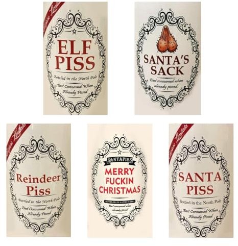 5 etiquetas divertidas de Navidad para botellas de vino, calcomanías personalizadas para botellas de vino, etiquetas de botella de vino de broma, etiquetas divertidas para botellas de vino