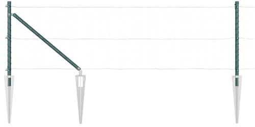 vidaXL Zaunpfosten 13 pcs Grün Ø32mm 80 cm Verzinkter Stahl, Garten- und Terrassenpfahl, modern, robust, wetterfest, höhenverstellbar, sichere Lösung