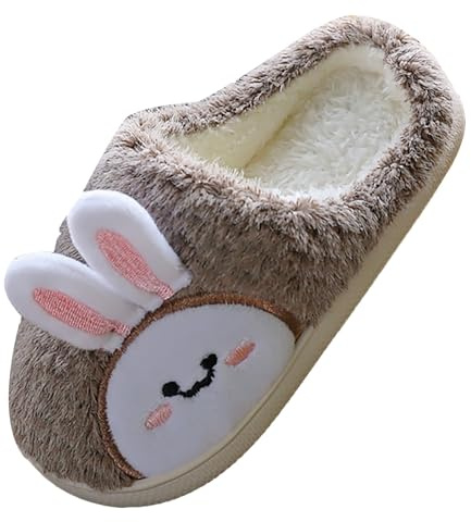 Generisch Zapatillas de estar por casa para bebé, niña, invierno, cálidas, informales, cómodas, suaves, antideslizantes, suaves, cómodas, gris, 34 EU