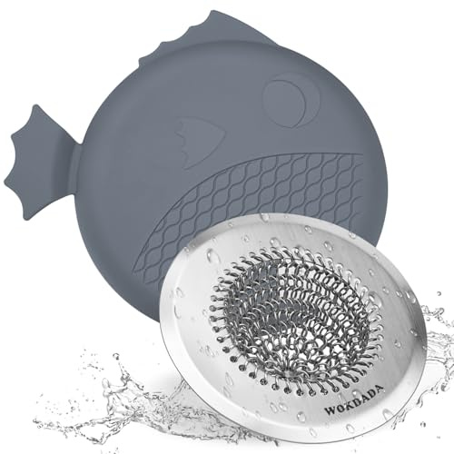 Bathtub Drain Hair Catcher, Wokdada Fast Drainage Shower Drain Hair Catcher, Reversible 304 Stainless Steel Drain Protector with Silicone Stopper for Bathroom