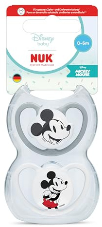 NUK Perfect Match Air napp för spädbarn | 0-6 månader | Ortodontiska nappar som främjar luftflöde och förhindrar dregelutslag | 95% acceptans hos barn** | Minnie Mouse | 2 stycken
