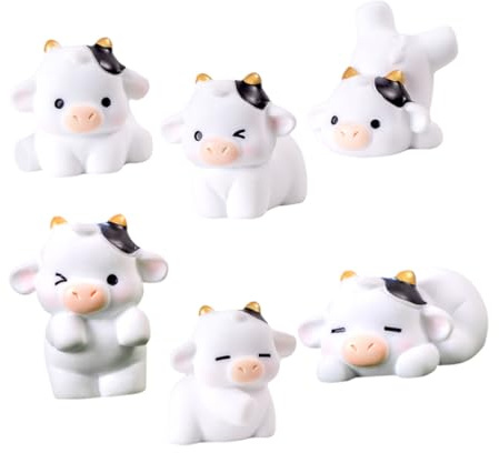 MUSISALY 6 Mini Figuras de Vaca de Resina, Adorno para Hogar y Micro Paisaje, Adecuado como Prop Fotográfico y Embellecimiento de Jardín