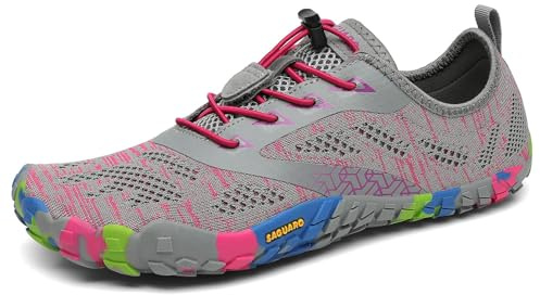 SAGUARO Femme Chaussures de Trail Minimalistes Chaussures de Fitness Été Extérieur Barefoot Chaussures de Running Homme Antidérapant Respirant Extérieur Rosepink 38 EU