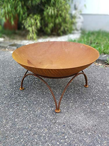 Zen Man - Braciere da giardino in acciaio INOX, con supporto, 50 cm, 1 mm di profondità = 12,5 cm