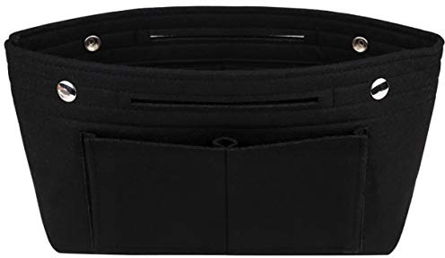 Organizador de bolsos de fieltro multibolsillos para mujer, negro, S